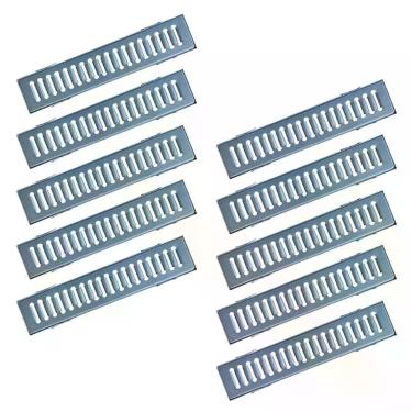 Imagem de Ralo Grelha Linear GEZ001X10OM com Escoamento Eficiente e Resistente em Aço Galvanizado Cinza Ouro Minas 10x50CM