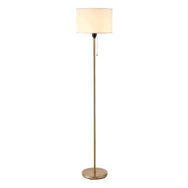 Imagem de O'Bright Ted - Abajur de tambor, interruptor de corrente, soquete E26, design minimalista moderno, luminária de chão simples para sala de estar, quarto, escritório, latão antigo