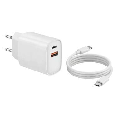 Imagem de Adaptador de Tomada MDM para Smartphone com Cabos Usb C e Lightning Pro 20W Branco 1 Unidade