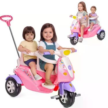 Imagem de Carrinho de Passeio e Pedal Calesita Moto Duo Candy 2 Lugares