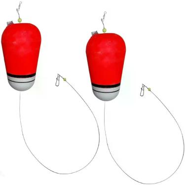 Imagem de kit 2 Boia prejereba c/ chicote snap girador pesca alto mar Cor:Laranj