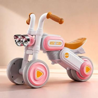Imagem de Bike Infantil Vintage Com Luz E 4 Rodas - Rosa - UNITOYS