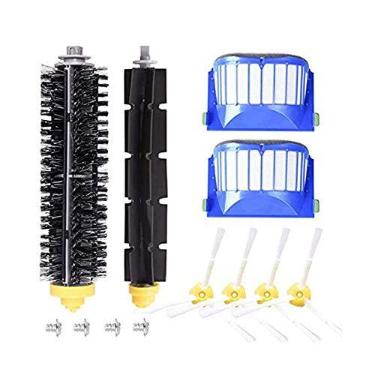 Imagem de DLD Acessório para iRobot Roomba 600 610 620 630 645 650 655 660 680 500 Series Model 595 Kit de reposição Conjunto de peças de reposição Filtro Lateral Escova Cerda Flexível
