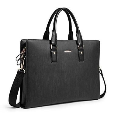 Imagem de BOSTANTEN Pasta de couro para advogados para laptop e negócios slim para homens e mulheres, black large, Large (L)16.53" x (W)2.95" x (H)12.40" inch