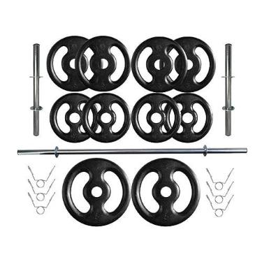 Imagem de Kit Profissional 30 Kg de Anilhas + 2 Barras de 40cm + Barra de 160cm