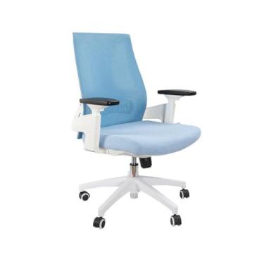 Imagem de Elements Cadeira de Escritorio Ergonômica Helene com Apoio Lombar, Branca/Azul