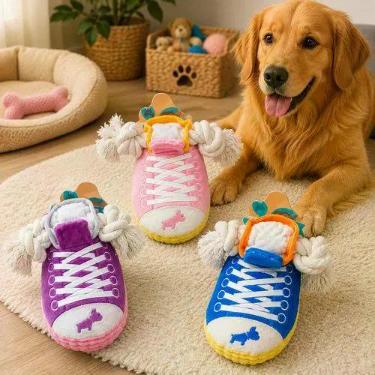 Imagem de Brinquedo Pelúcia Tênis e Corda para Pet - Sortido Brinquedo Pelúcia T
