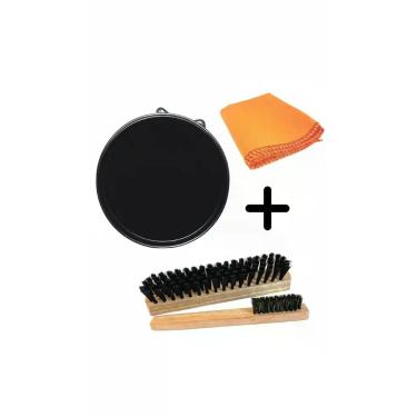 Imagem de Kit 1 Graxa Nugget Preto 2 Escovas 1 Flanela Polidor Sapato