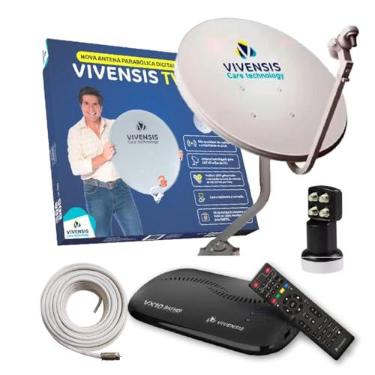 Imagem de Sunature Kit Parabolica Digital Vivensis Antena + Cabo + LNBF 4 Pontos + Receptor