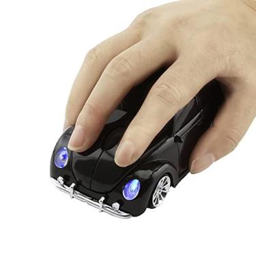 Imagem de PloutoRich Mouse sem fio de 2,4 GHz em forma de carro esportivo legal 1200DPI menos ruído, mouse USB portátil sem fio para PC, laptop, notebook, presente infantil (preto)