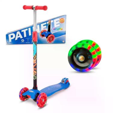 Imagem de Patinete Infantil DM Toys New Plus de 3 Rodas com LED Azul e Vermelho
