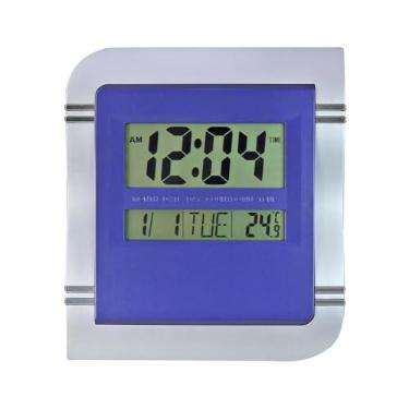 Imagem de RELÓGIO DIGITAL QUADRADO DE MESA OU PAREDE DE PLÁSTICO 27CM (AZUL)