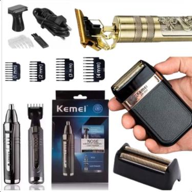 Imagem de Kit Kemei 3 em 1: Aparador de Cabelo, Barbeador e Cortador Profissiona