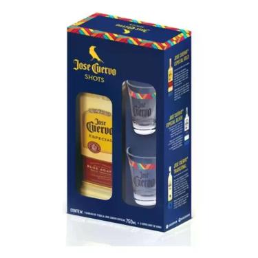 Imagem de Kit Tequila Jose Cuervo Reposado Ouro 750ml Com 02 Copos De Shot .