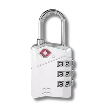 Imagem de Cadeado de Combinação TSA, 3 Dígitos, Trava de Segurança para Mala Bagagem lock004 (Prata)