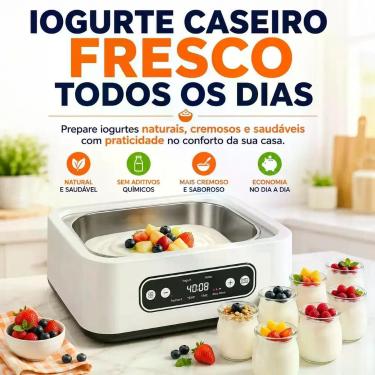 Imagem de Iogurteira Elétrica 110V Automática 9 Potes de Vidro para Iogurte Natu