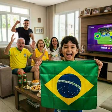Imagem de Bandeira do Brasil Tecido Acetinado 52X52cm quadrada Copa