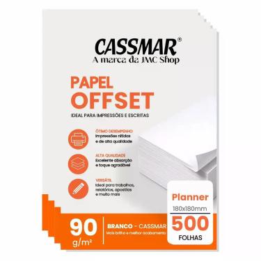 Imagem de Papel Offset 90g Planner 180X180mm Branco 500fls - Cassmar