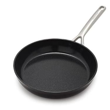 Imagem de GreenPan Frigideira GP5 rígida anodizada de cerâmica saudável antiaderente de 25,4 cm, livre de PFAS, indução, lavável na lava-louças, seguro para forno, preto