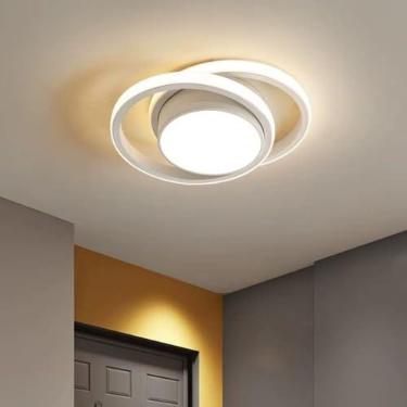 Imagem de Luminária de Teto LED 28W 3 em 1 Bivolt Tricolor Quente Neutro Fria Moderno Redondo em Metal para Quarto Sala
