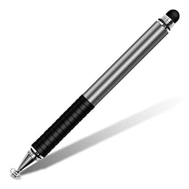 Imagem de Caneta Stylus Caneta de tela de toque universal Caneta tiva de cabeça dupla Caneta tiva durável portátil para telefone/tablet cinza