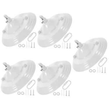 Imagem de HEMOTON 5 Conjuntos Chassis de teto lustre Base de teto para lustre Suporte para luminária de teto galhos Componente placa de ferro placa de cobertura placa de montagem Metal branco
