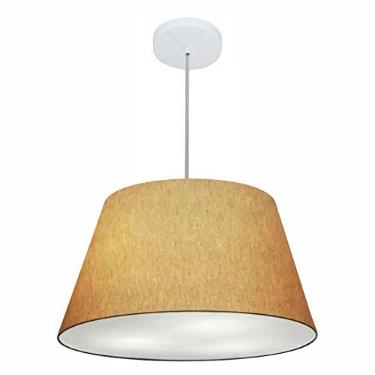 Imagem de Lustre Pendente Cone Cúpula Tecido 30/50x35 cm, Vivare Iluminação, Pendente4249 LP, Palha, Médio
