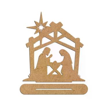 Imagem de Presépio 01 Mdf Cru Com Base 18cmx20cm - Cria Arte Laser Cru
