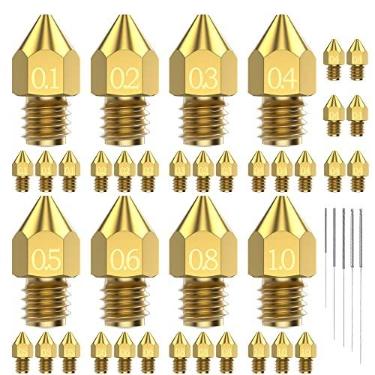 Imagem de 31PCS MK8 3D Printer Nozzles Extruder for Ender 3, 0.4mm 0.1 0.2 0.3 0.5 0.6 0.8 1.0mm Nozzles with Cleaning Kit for Ender 3 V2/Pro (1.75mm Filament)