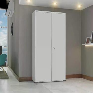 Imagem de Armário de Aço Escritório EA301 com Fechadura 2 Portas 4 Prateleiras Aço 90CM Cinza Elite Aço