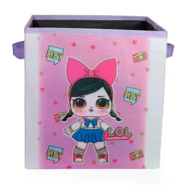 Imagem de Caixa Organizadora Infantil Estampada Boneca LOL 28x30x28cm Organibox,
