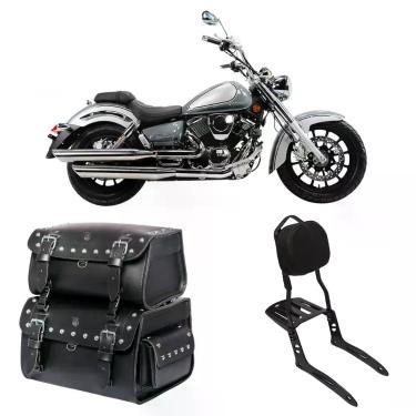 Imagem de Alforge Bolsa Baú Traseiro 85 Litros Cravos Sissy Bar Encosto Shineray