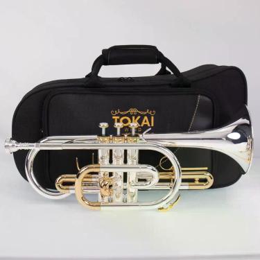 Imagem de Trompete Cornet Sib Prateado Gold Linha Standard Tokai Cód. TCT-200PG 