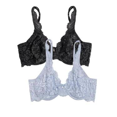 Imagem de Smart & Sexy Sutiã feminino de renda sem forro com aro, Água mineral/matiz preta, (36) 36DDD