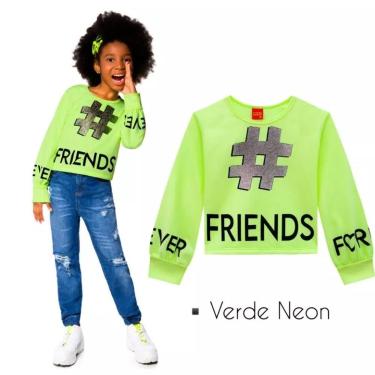 Imagem de Blusa Cropped Moletinho Manga Longa Feminino Kyly, Verde neon, 04
