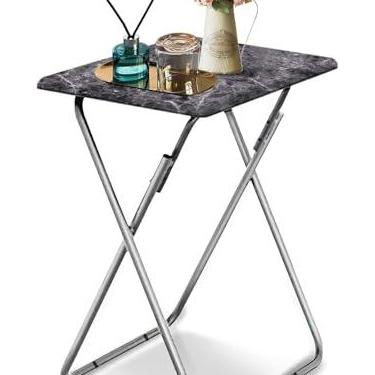 Imagem de ZHUJERRY Bandejas de TV, mesa de jantar dobrável, mesa de jantar para comer com estrutura de metal resistente, pequenas bandejas dobráveis para sala de estar, sofá, cama, sem necessidade de montagem