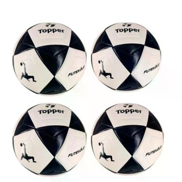 Imagem de Bola de Futevôlei Topper R1 Oficial com Toque Macio e Controle Preciso em Preto e Branco 4 Unidades