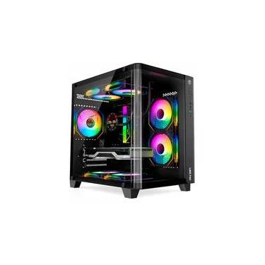 Imagem de Gabinete Gamer Liketec Madness Small, Mini Tower, Micro-ATX, Lateral e Frontal em Vidro Curvo, Sem Fans, Preto - LK-MADNESS-MINI-25-BLK