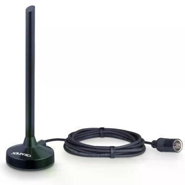 Imagem de Antena Digital HDTV Aquário DTV-100P para TV e Rádio Tecnologia 5 em 1 Cabo 2,5m Conector F Macho Preto