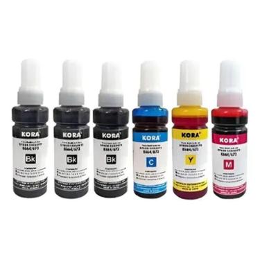 Imagem de KIT 6 REFIL T664 corante sendo 3 BLACK, 1 CYAN, 1 YELLON, 1 MAGENTA PA