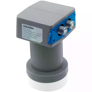 Imagem de LNB Universal Banda Ku Duplo Aquário DHT-02 para Recepção de TV por Satélite com Ganho 60DB e Baixo Ruído Branco