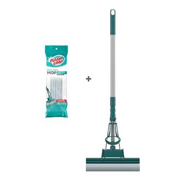 Imagem de Kit Mop Limpeza Geral Plús + 1 Refil Extra, Combina Três Funções Lavar, Enxaguar e Secar, KIT0266, Flash Limp, Verde