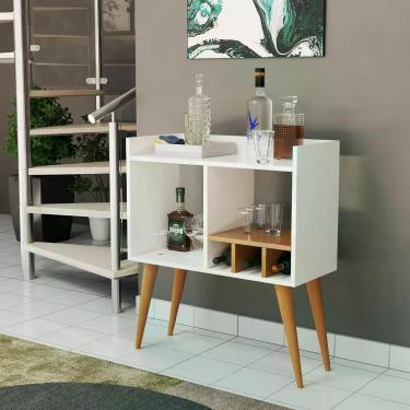 Imagem de Aparador Moderno Para Salas Adega Porta Vinhos Taças Mini Bar Branco