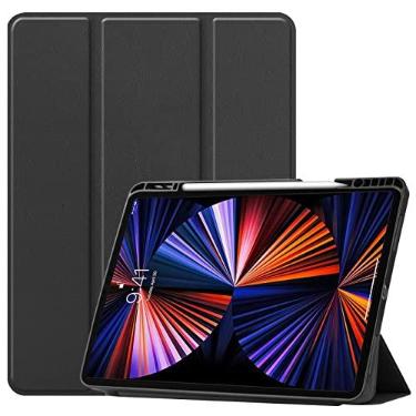 Imagem de Maxgood Capa Smart Case Compatível Ipad Pro 12,9'' 2018-2022 A1876;A2229;A2378 M1;A2436 M2 (Preto) Leve, PU de qualidade,Anti-impressões digitais,Resistente a arranhões,Com suporte caneta