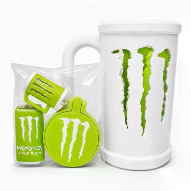 Imagem de Caneca Porta lata energético 475 ml kit + chaveiro, tampa e abridor. -