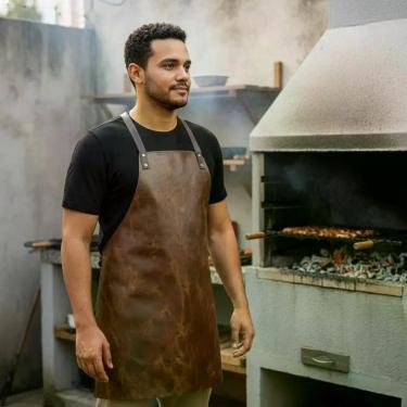 Imagem de Avental Churrasqueiro Em Couro Legítimo Cozinha Gourmet Churrasco - Ca