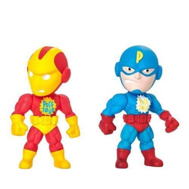 Imagem de Kit 2 Bonecos Super Heróis Articulados 17cm Vinil Macio Atóxico Vingad