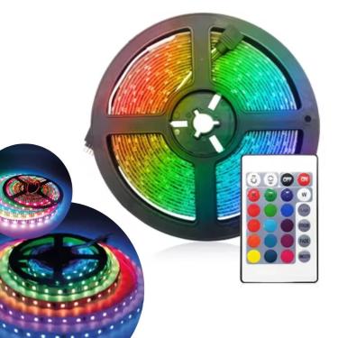 Imagem de Dupla Face Fita Led RGB 5M USB Decoração Quarto Luz Colorida Brilho - 