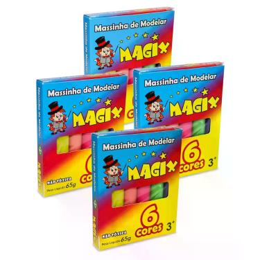 Imagem de Kit 2 Massinha De Modelar 6 Cores Magix 65g Multicolor