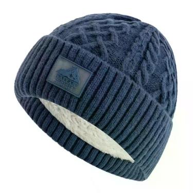 Imagem de Gorro de Inverno Emaús Acessórios Malha com Forro em Pelúcia Tamanho Único Azul Unissex